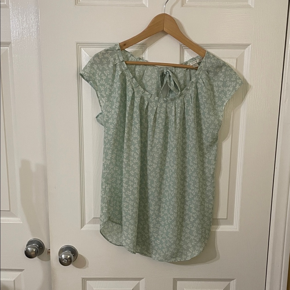 LC Lauren Conrad Mint Floral Blouse